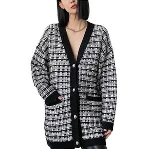 Babaton Lacer Cardigan-Black and cream-Size M